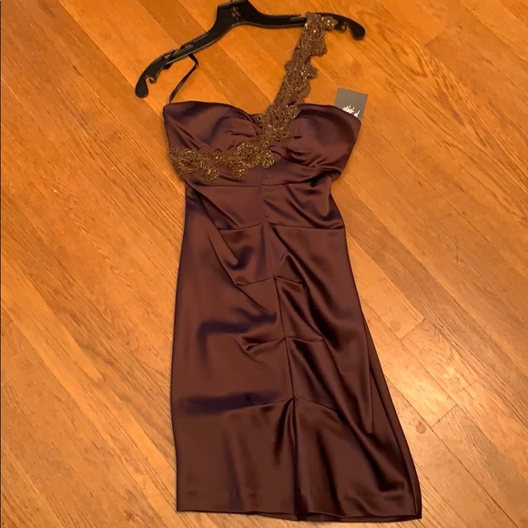 Xscape Dresses & Skirts - XSCAPE one shoulder brown dress